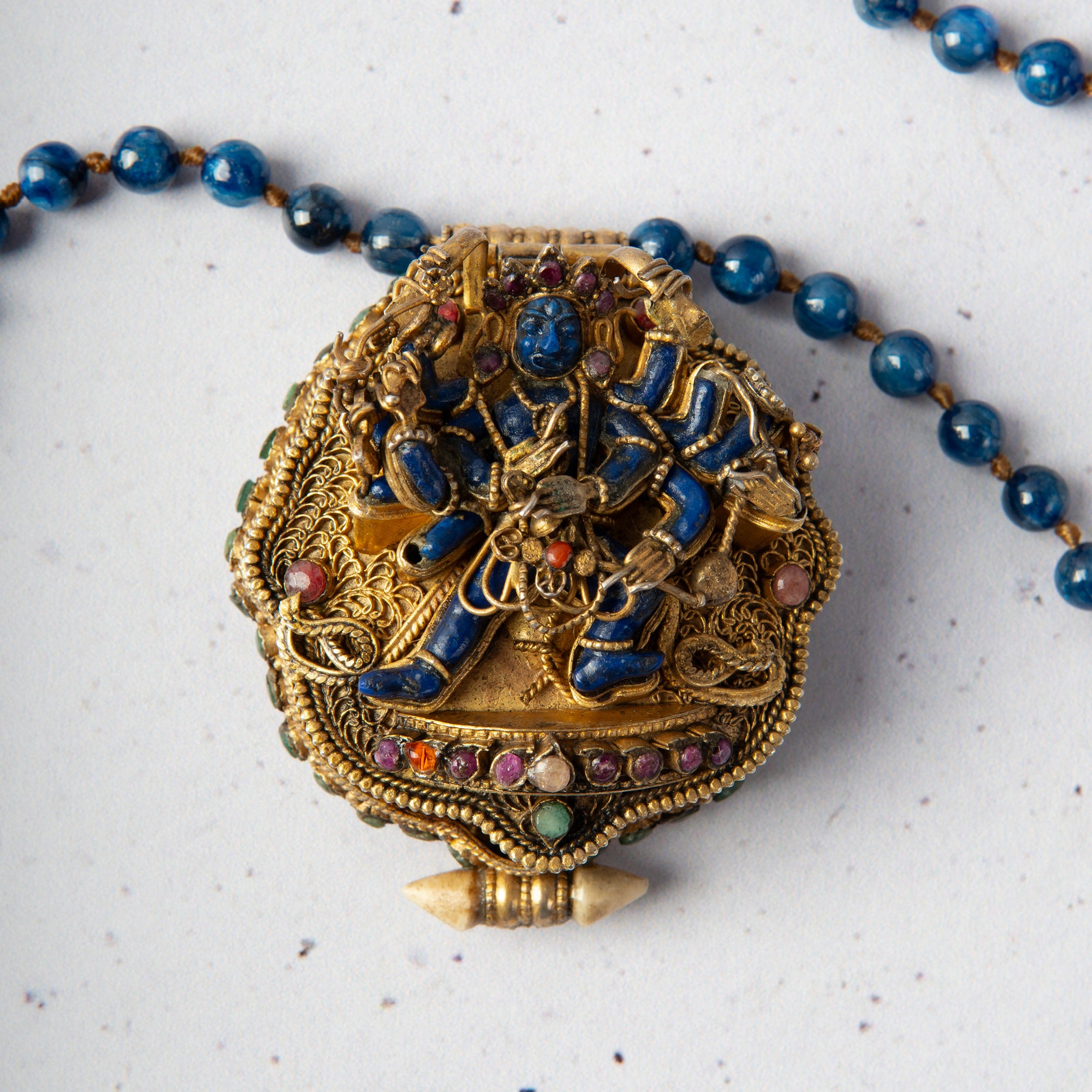 Antique Tibetan Prayer Box Necklace — Goddess Marichi