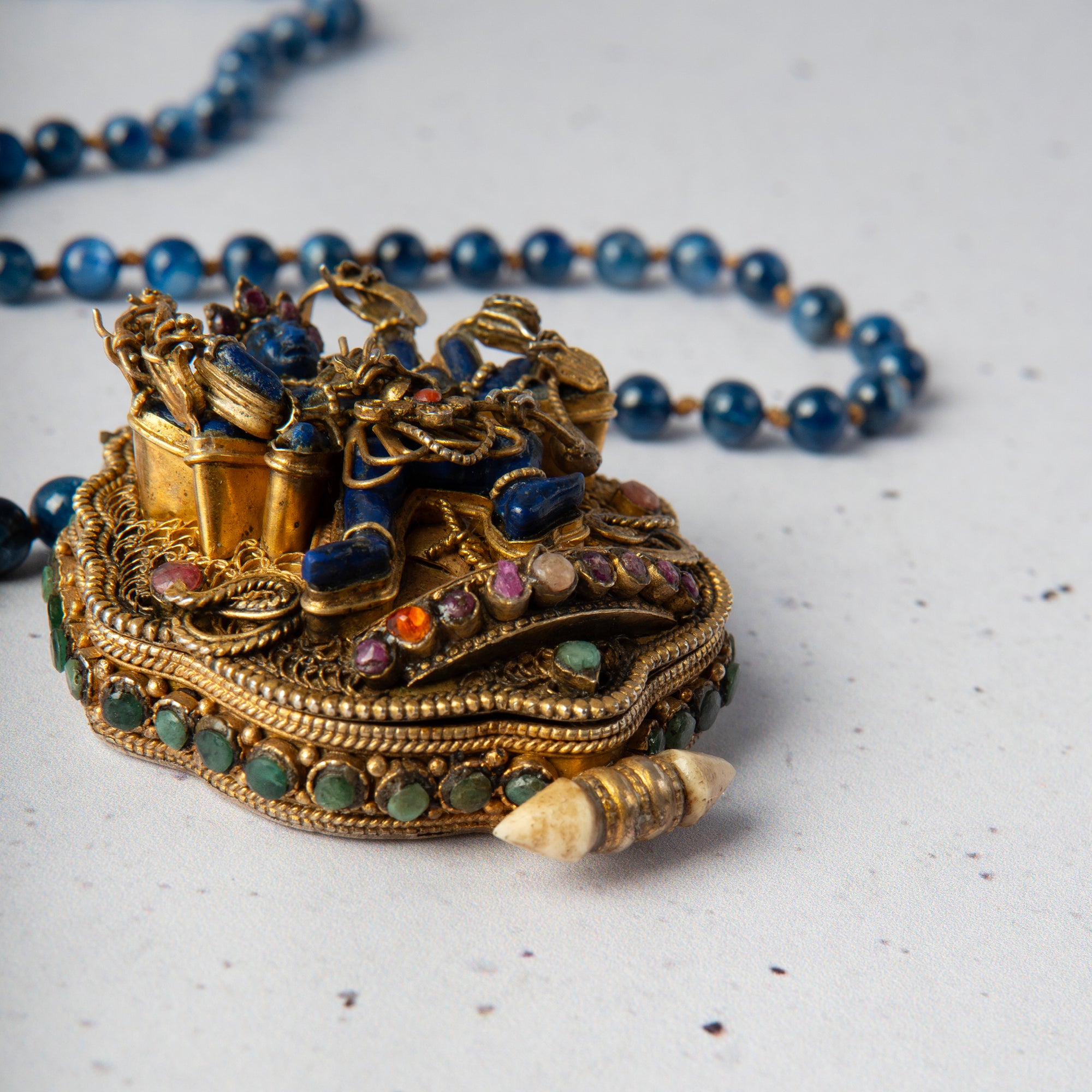 Antique Tibetan Prayer Box Necklace — Goddess Marichi
