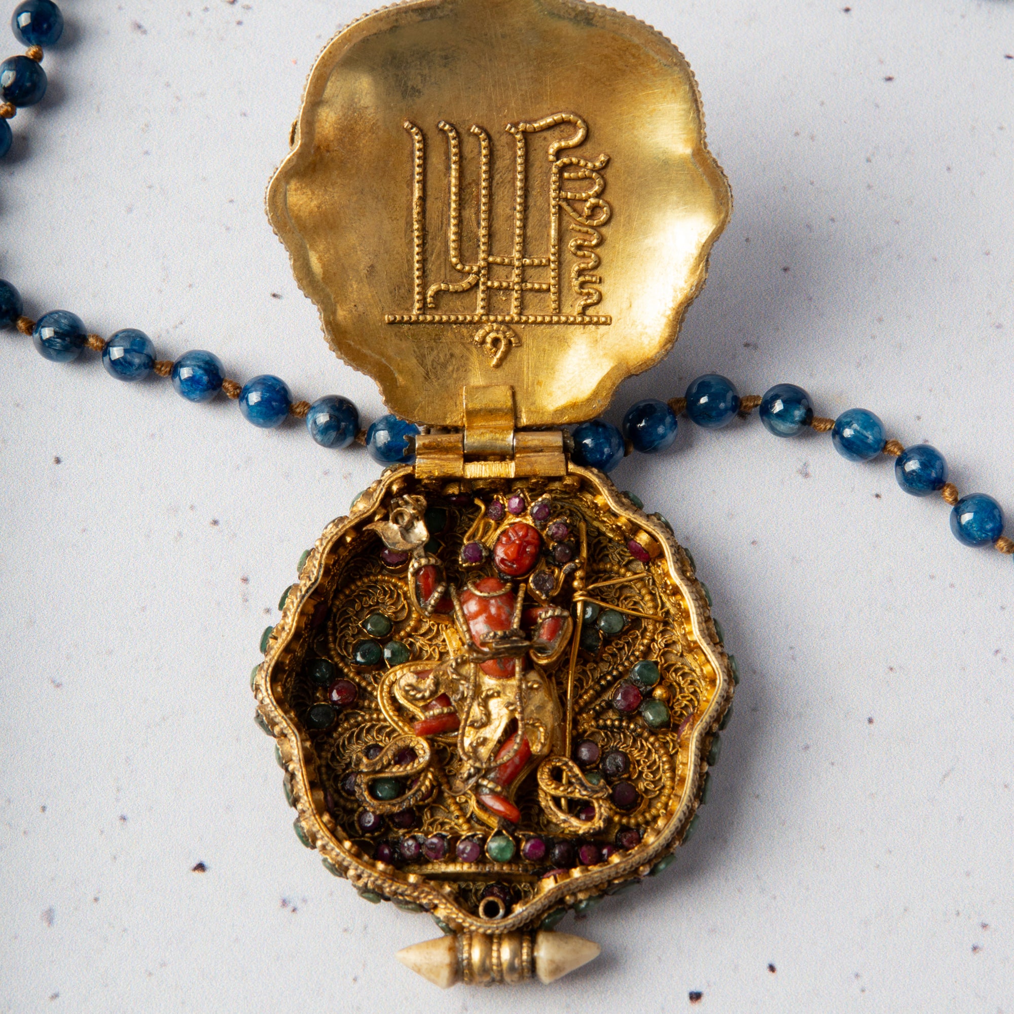 Antique Tibetan Prayer Box Necklace — Goddess Marichi