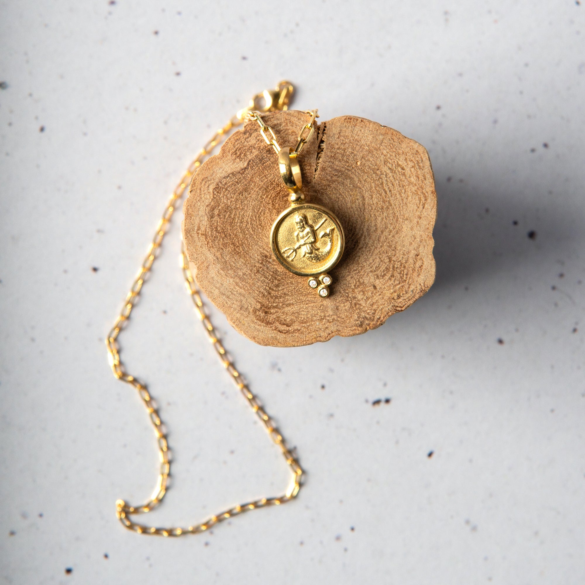 18 Karat Gold Zodiac Pendants with Diamonds