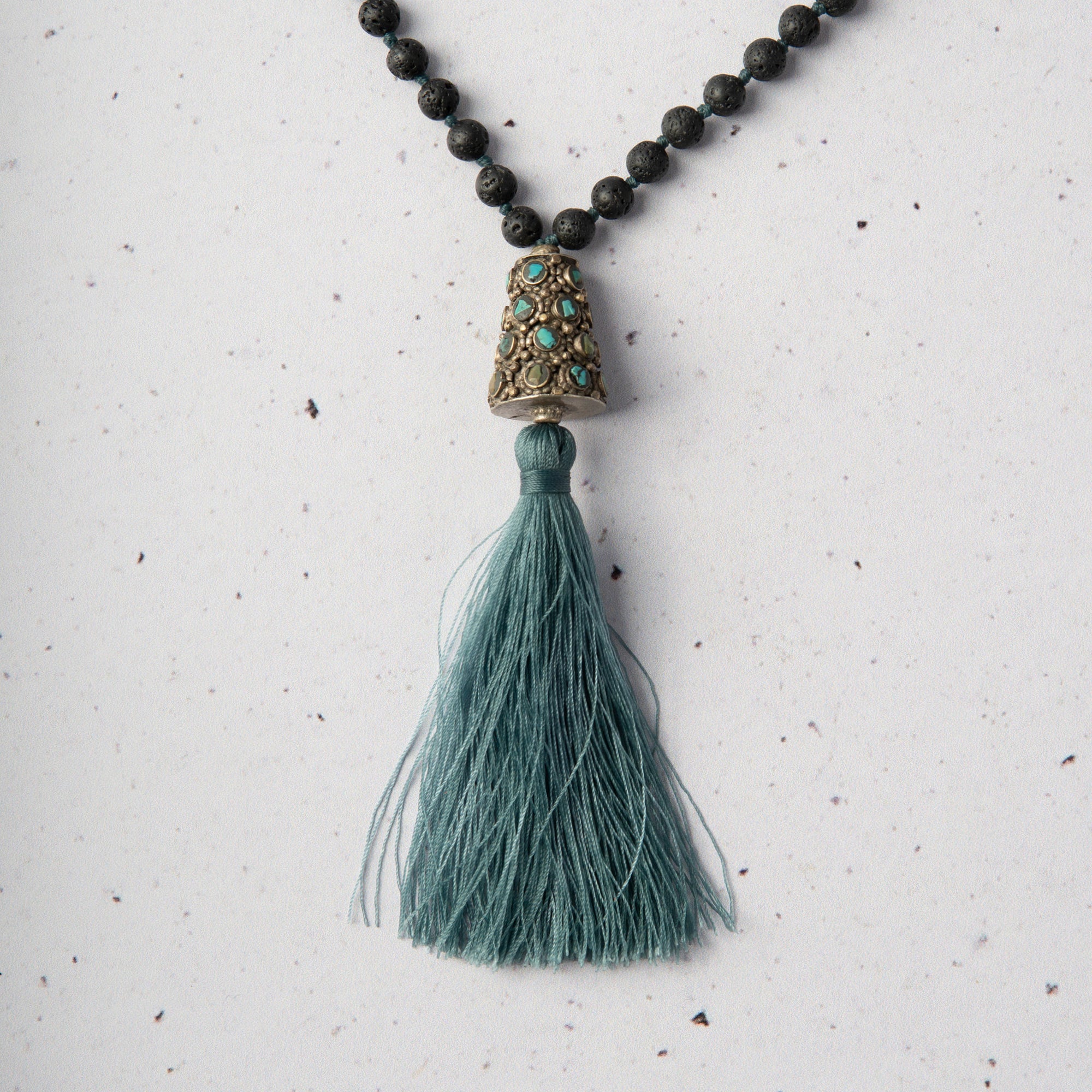 Onyx 108 Mala with Turquoise Guru Bead