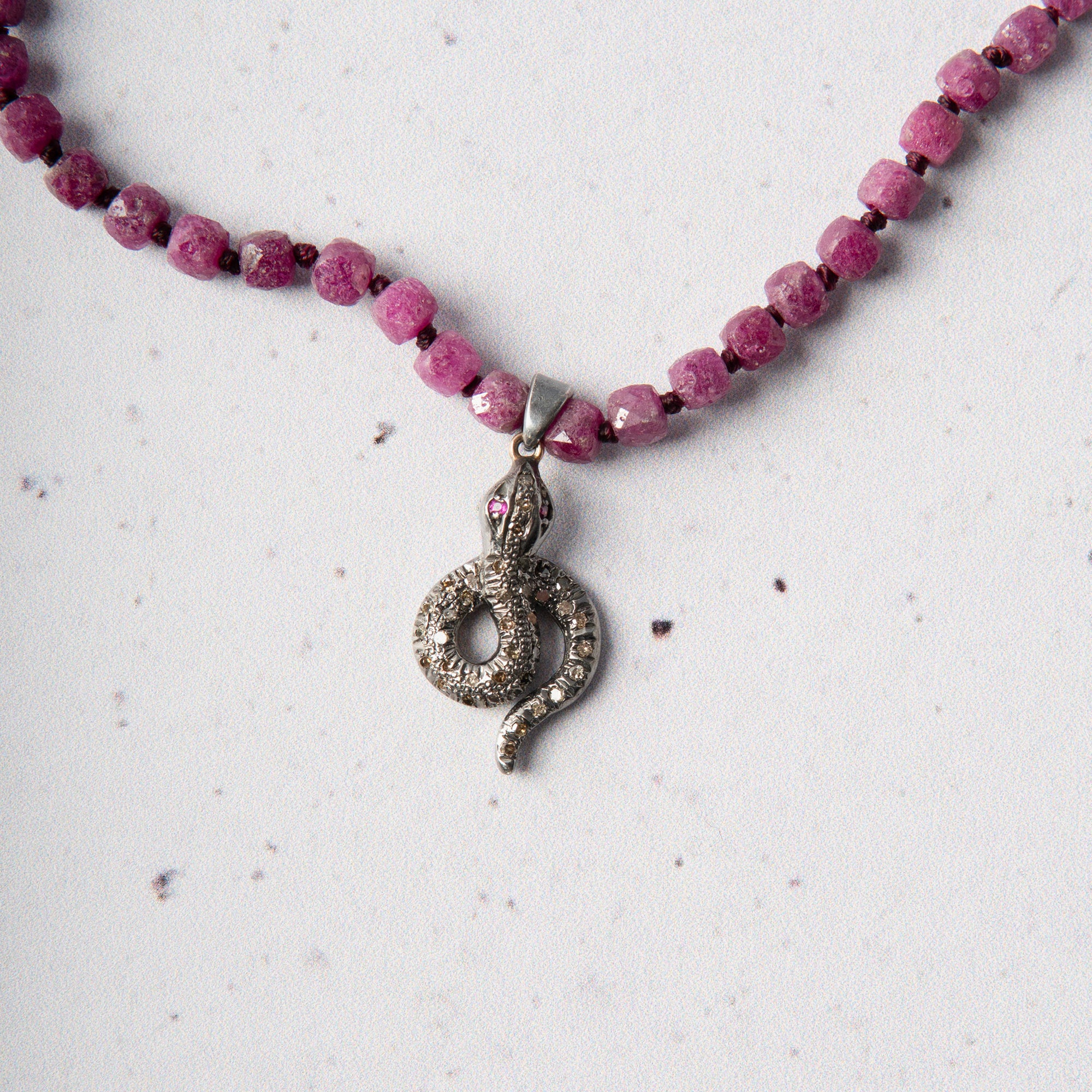 Ruby & Diamond Serpent Necklace
